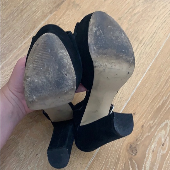Black suede open toe platform heel & ankle strap - Picture 5 of 5